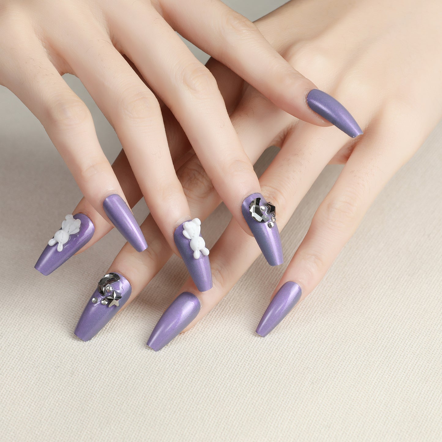 24PCS/30PCS Press On Nails with Special Design, Acrylic French Style Fake Nails,Nail Art, Colorful, Pearls,Glossy,