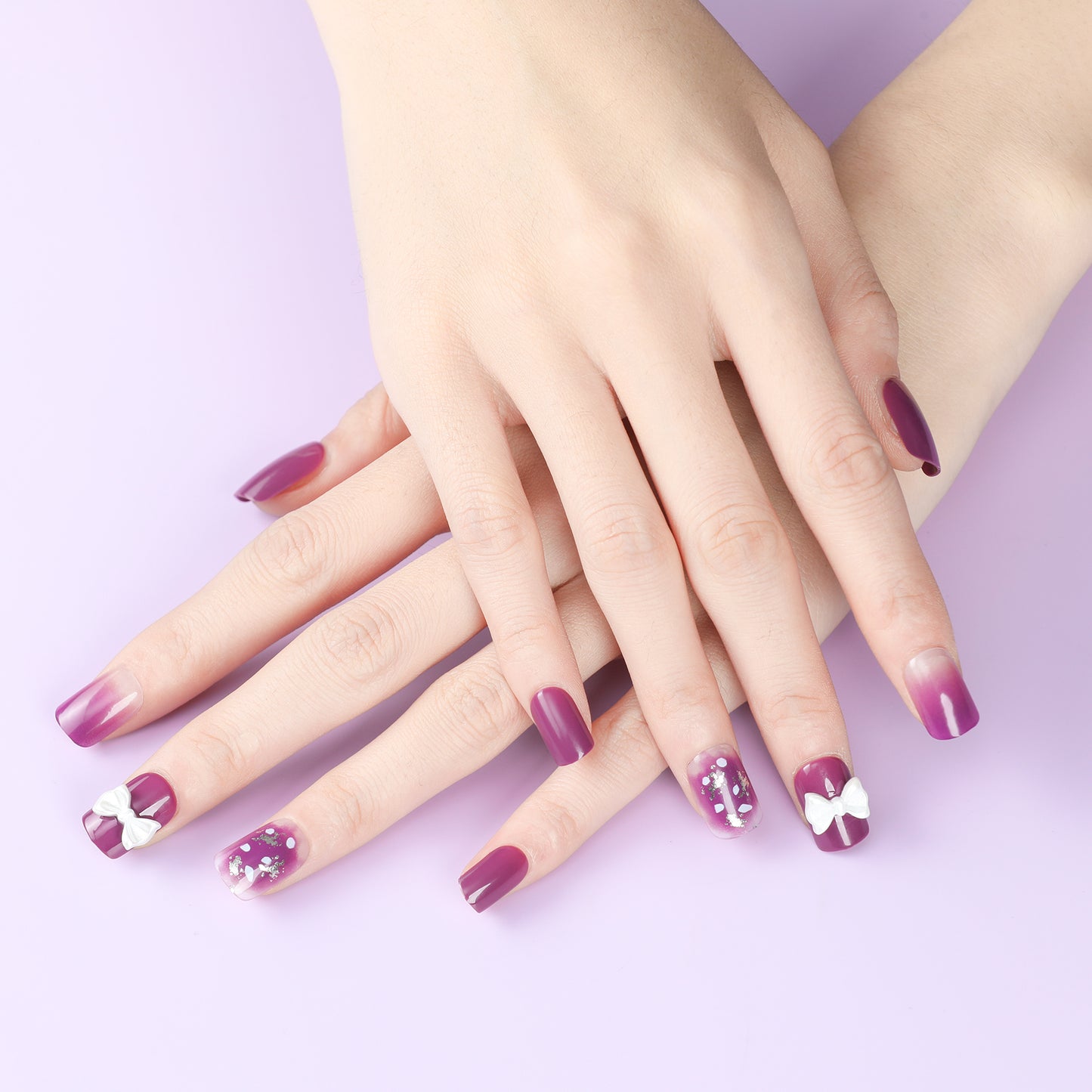 24PCS/30PCS Press On Nails with Special Design, Acrylic French Style Fake Nails,Nail Art, Colorful, Pearls,Glossy,