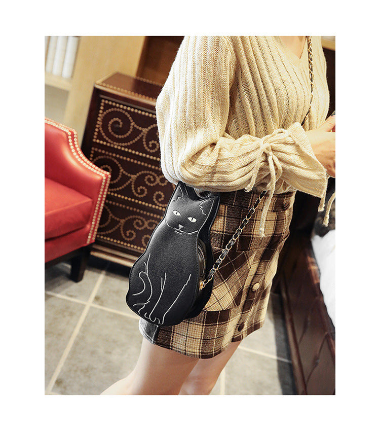 Fashion Black Cat Design Crossbody Bag