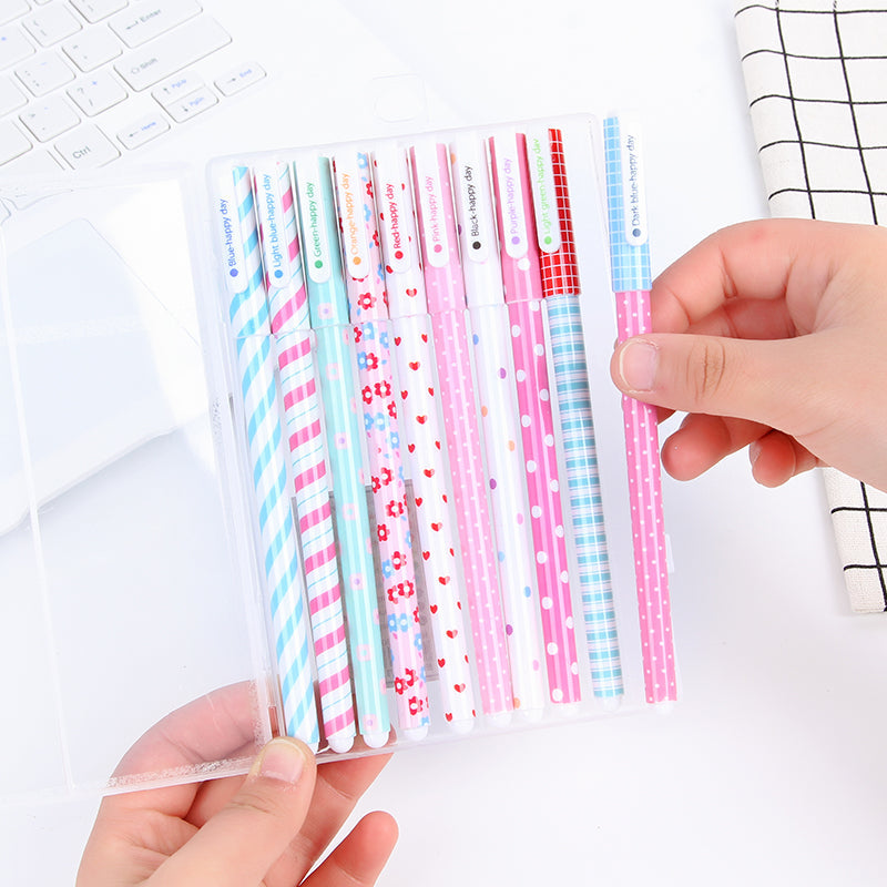 Kawaii Pattern Gel Pen - 10 Color Set