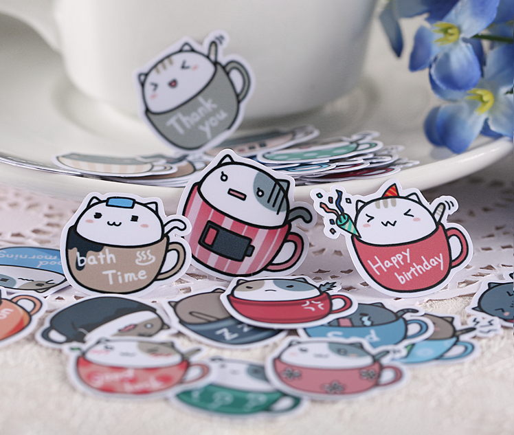 Cat in Cup Stickers