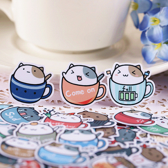 Cat in Cup Stickers 2