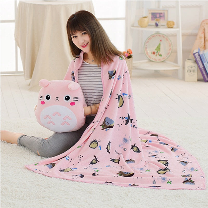 Kawaii Totoro Pillow & Blanket