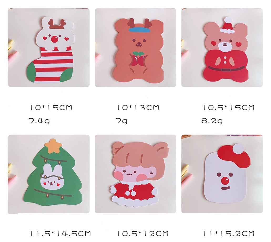 10pcs/lot Kawaii Bear Christmas Gift Cards