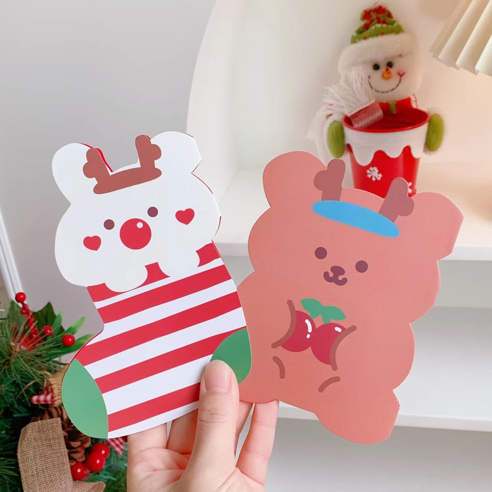 10pcs/lot Kawaii Bear Christmas Gift Cards