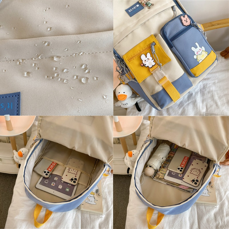 Cute Cartoon Patchwork Backpack