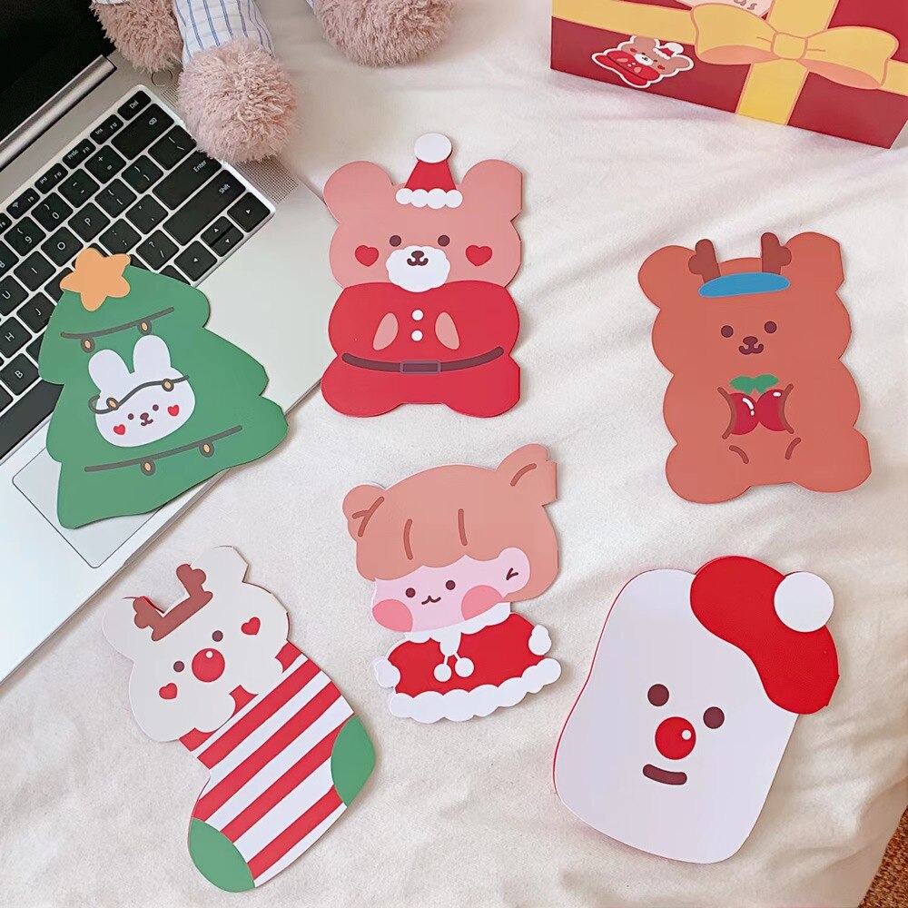 10pcs/lot Kawaii Bear Christmas Gift Cards