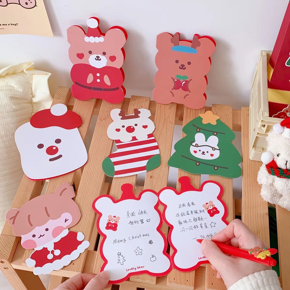 10pcs/lot Kawaii Bear Christmas Gift Cards