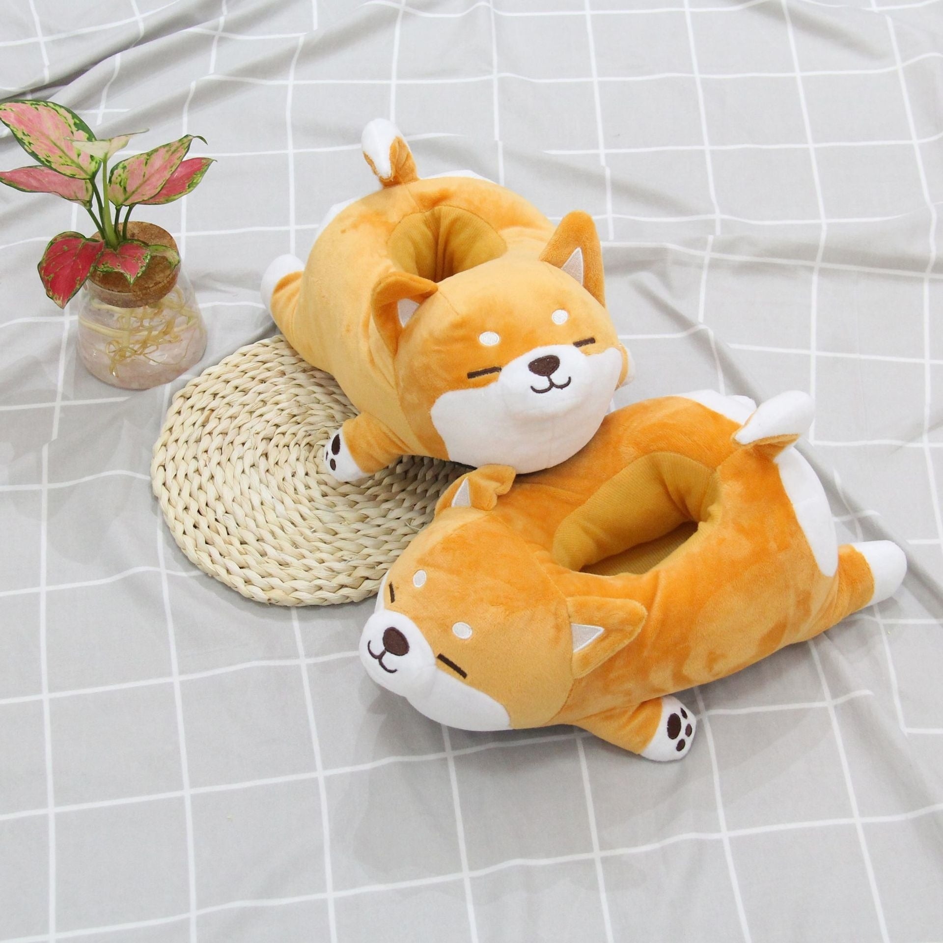 Fluffy Shiba Inu Plush Slipper