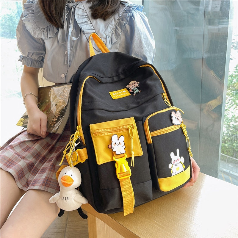 Cute Cartoon Patchwork Backpack