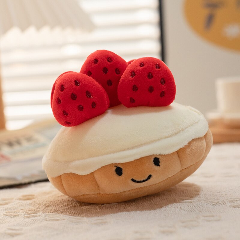 Kawaii Strawberry Cream Cake Bread Plush