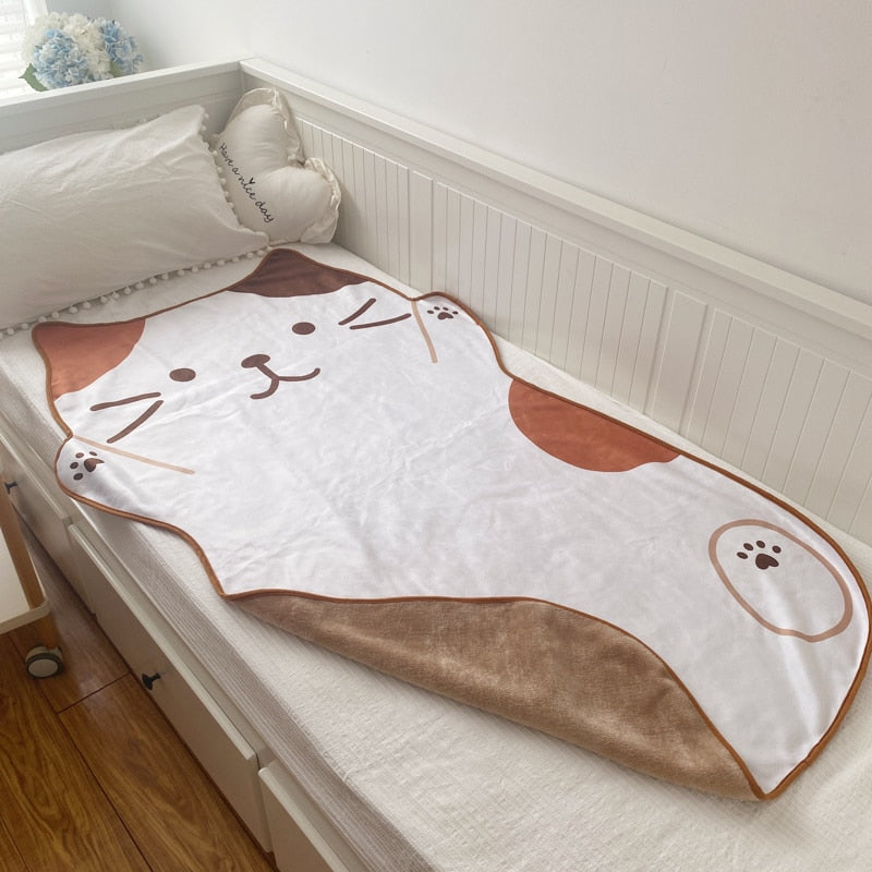 1.5M Kawaii Cute Brown Cat Flannel Blanket