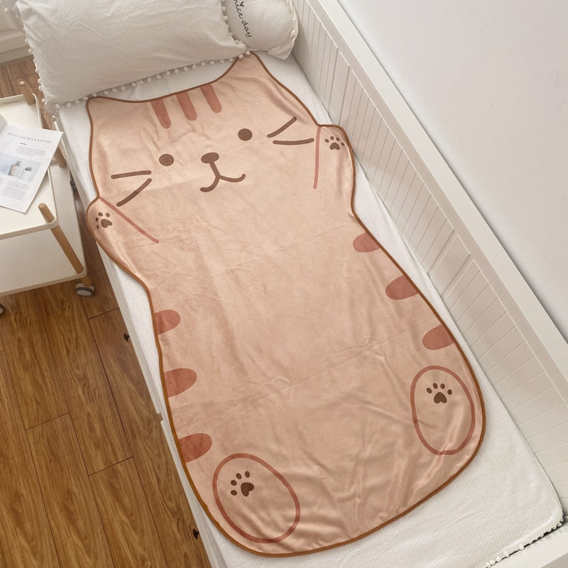 1.5M Kawaii Cute Brown Cat Flannel Blanket