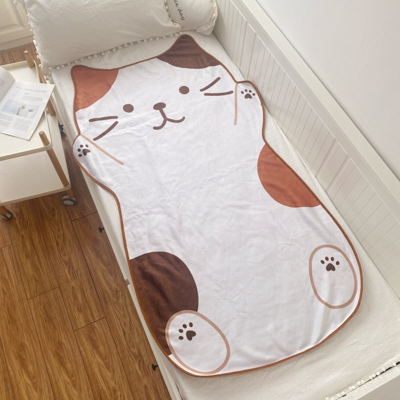 1.5M Kawaii Cute Brown Cat Flannel Blanket