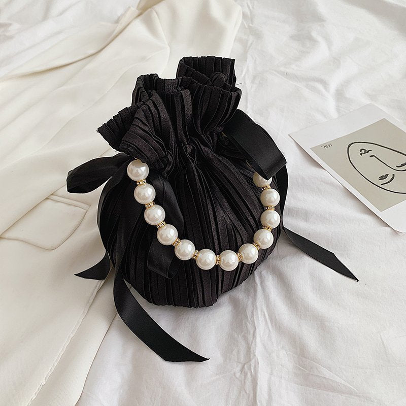 Elegant Vintage Bucket Pearl Crossbody Bag