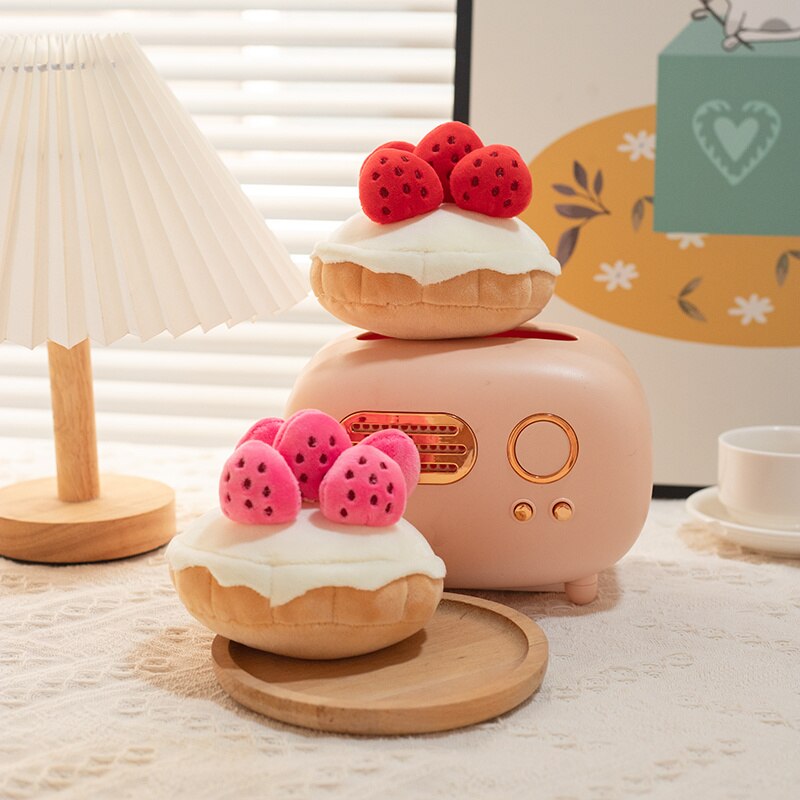 Kawaii Strawberry Cream Cake Bread Plush