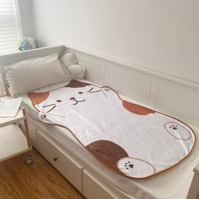 1.5M Kawaii Cute Brown Cat Flannel Blanket