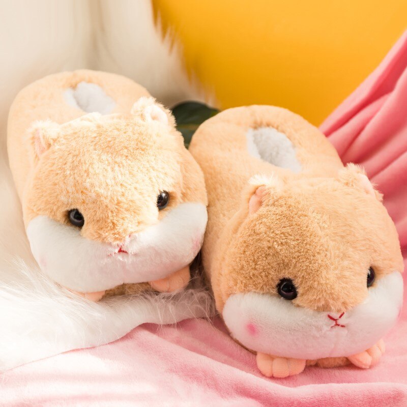 Chubby Hamster Plush Slippers