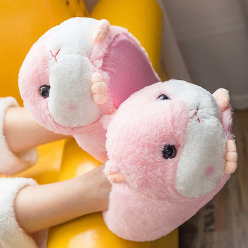 Chubby Hamster Plush Slippers