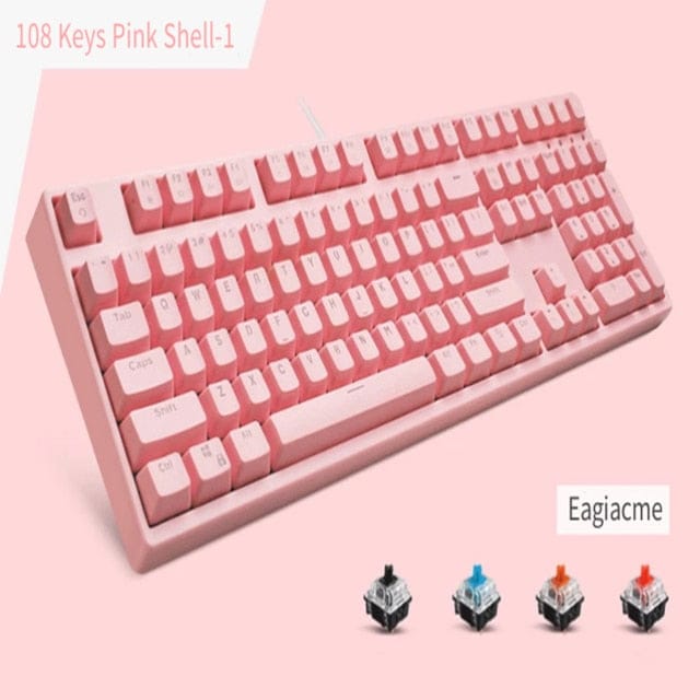 Classic Pink Mechanical Keyboard USB Wired