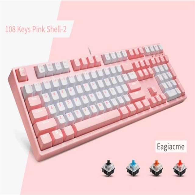 Classic Pink Mechanical Keyboard USB Wired