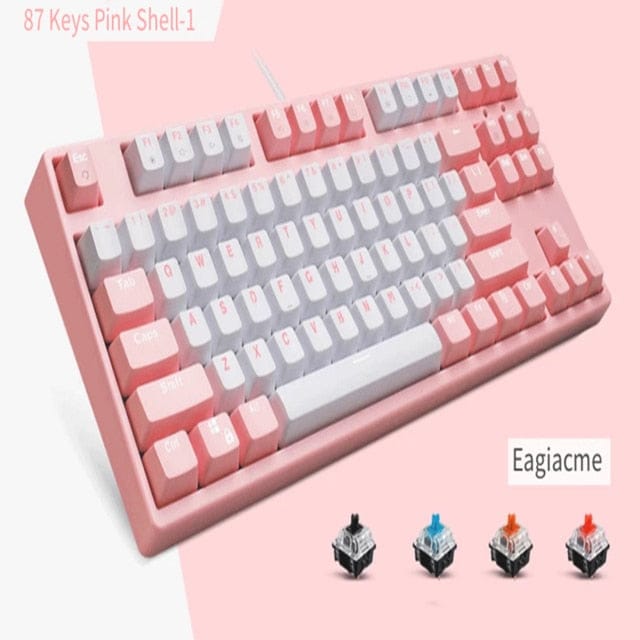 Classic Pink Mechanical Keyboard USB Wired