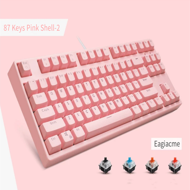 Classic Pink Mechanical Keyboard USB Wired