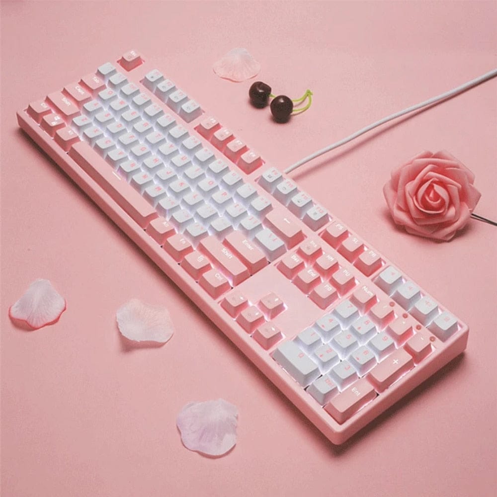 Classic Pink Mechanical Keyboard USB Wired