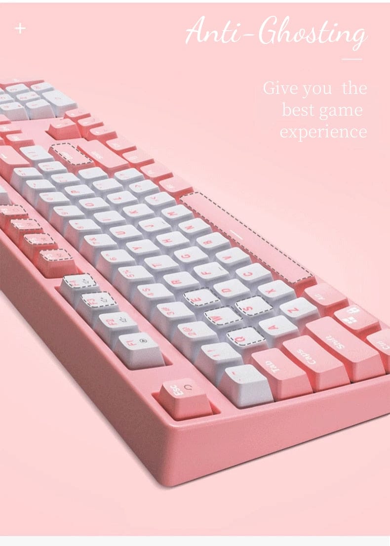 Classic Pink Mechanical Keyboard USB Wired