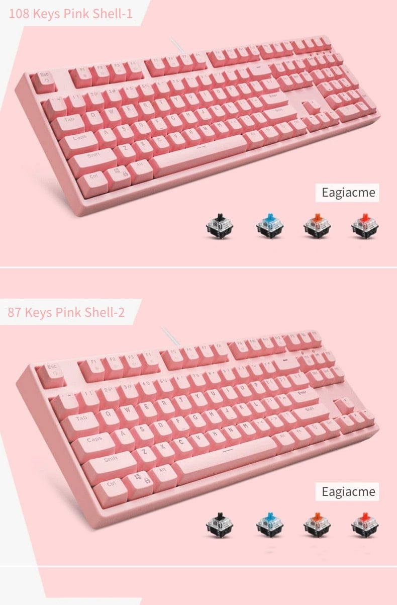 Classic Pink Mechanical Keyboard USB Wired