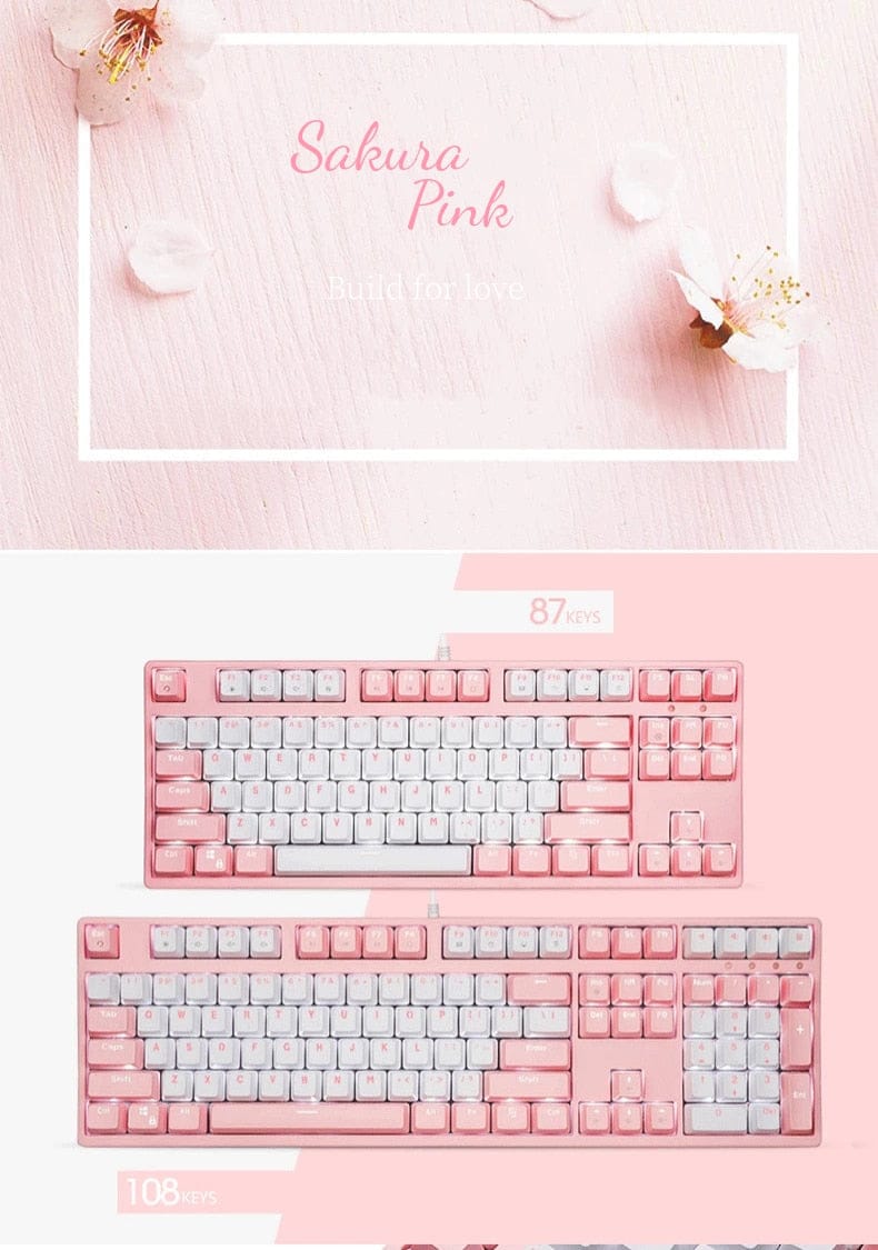 Classic Pink Mechanical Keyboard USB Wired