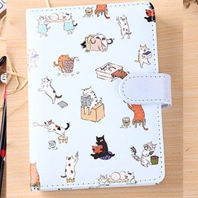 Cute Kawaii Cat Leather Notebook Blue 32k null The Kawaii Shoppu