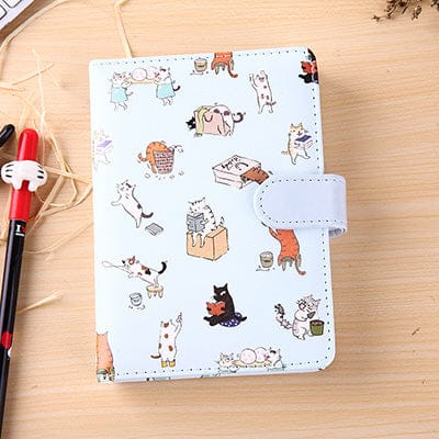 Cute Kawaii Cat Leather Notebook Blue 50k null The Kawaii Shoppu