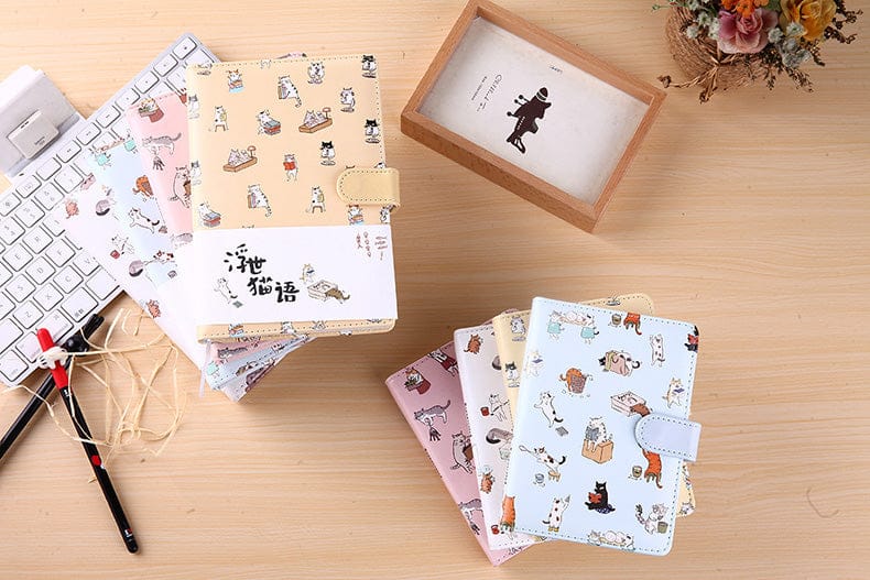 Cute Kawaii Cat Leather Notebook null The Kawaii Shoppu