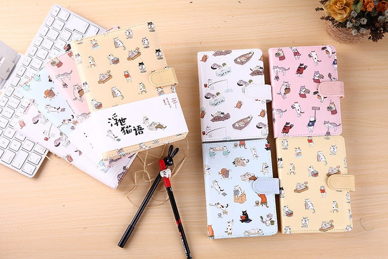 Cute Kawaii Cat Leather Notebook null The Kawaii Shoppu