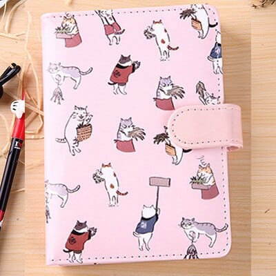 Cute Kawaii Cat Leather Notebook Pink 32k null The Kawaii Shoppu