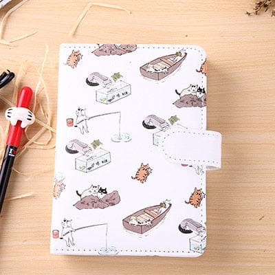 Cute Kawaii Cat Leather Notebook White 50k null The Kawaii Shoppu