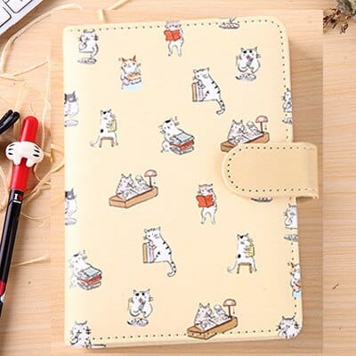 Cute Kawaii Cat Leather Notebook Yellow 32k null The Kawaii Shoppu