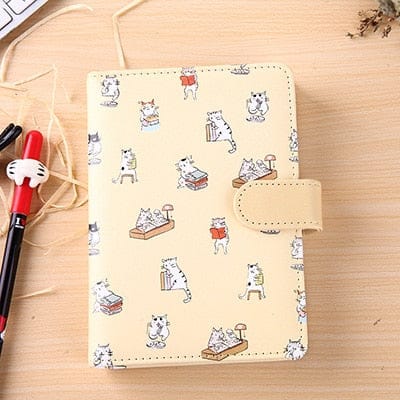 Cute Kawaii Cat Leather Notebook Yellow 50k null The Kawaii Shoppu