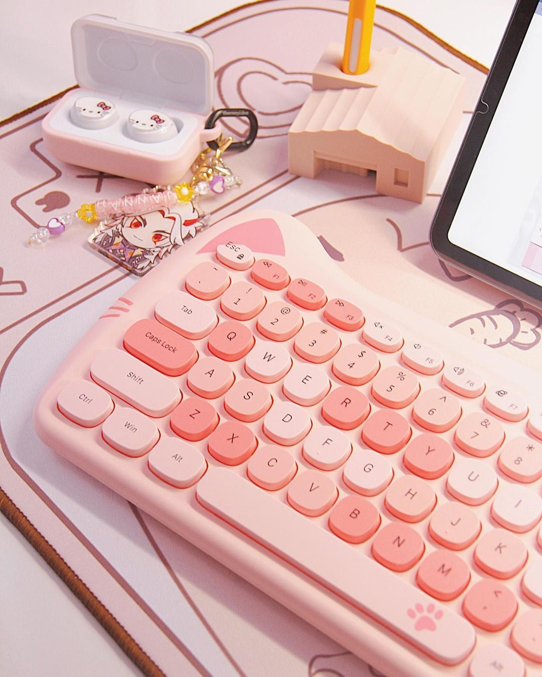 Kawaii Cat Wireless Keyboard & Mouse Set by voystationery