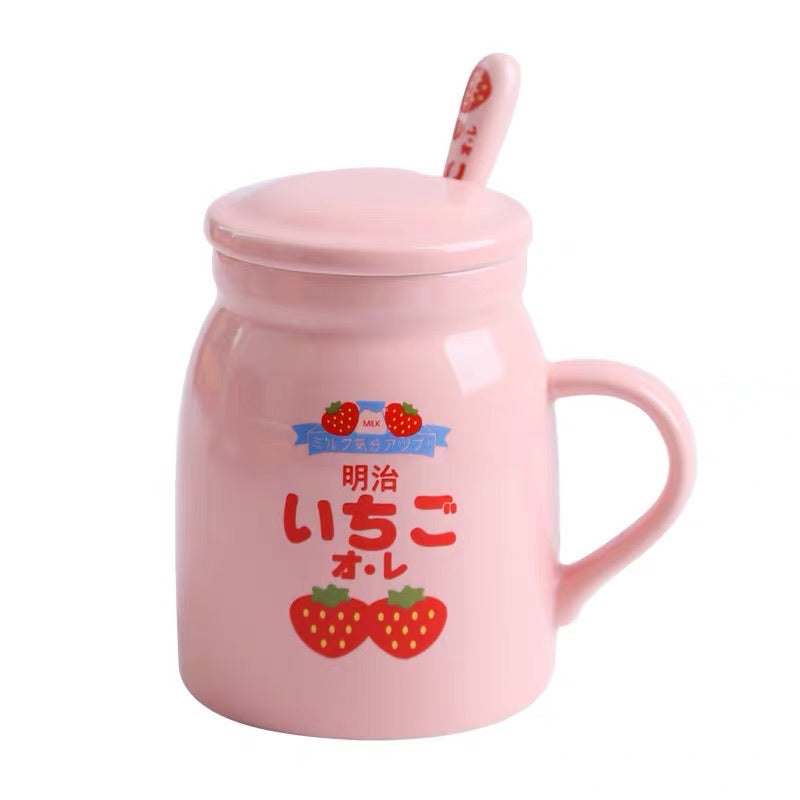 strawberry pattern pink mug