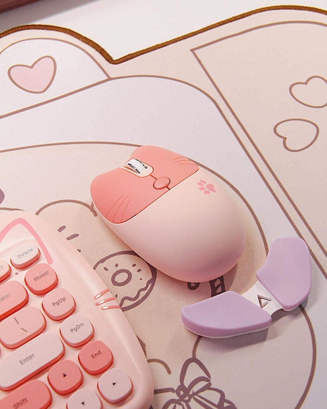 Kawaii Cat Wireless Keyboard & Mouse Set voystationery