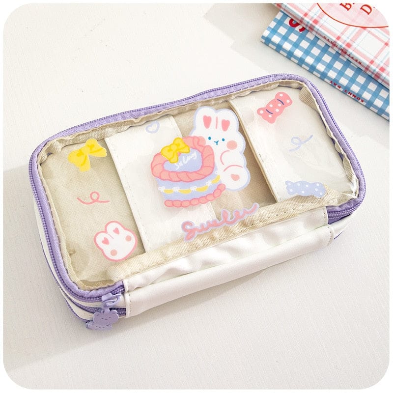 Kawaii Cartoon Transparent Pencil Case Stationery The Kawaii Shoppu