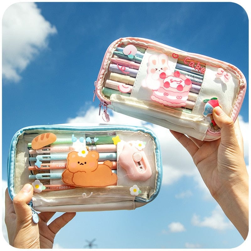 Kawaii Cartoon Transparent Pencil Case