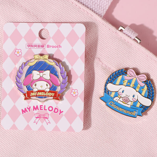 kawaii-cute-college-style-metal-brooch-pin-on-bag-my-melody-and-cinnamoroll