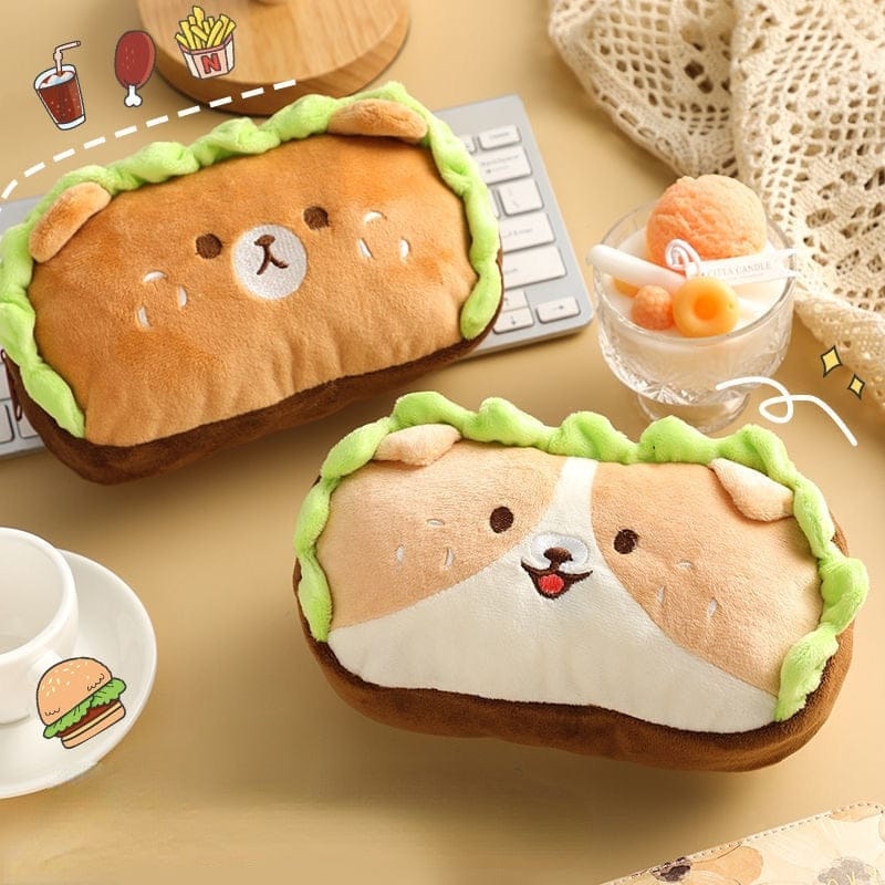 Kawaii Dog Roll Burger Pencil Case