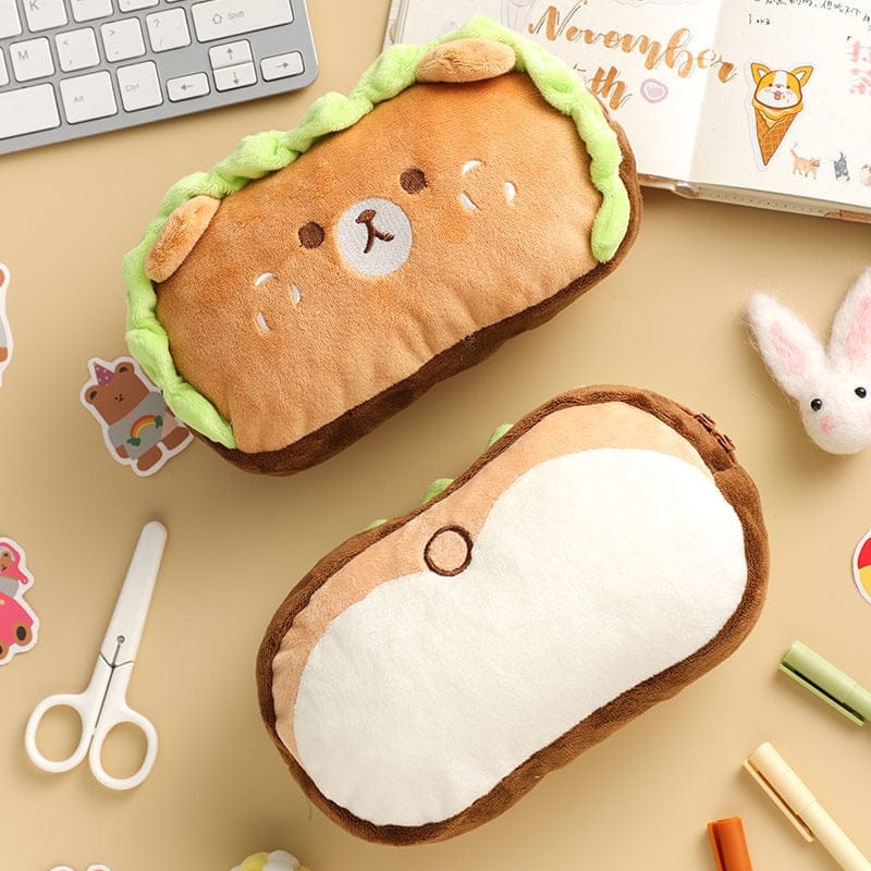 Kawaii Dog Roll Burger Pencil Case