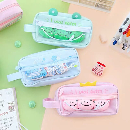 Kawaii Pet Charm Poms Pencil Case