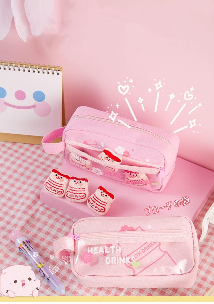 Kawaii Pet Charm Poms Pencil Case