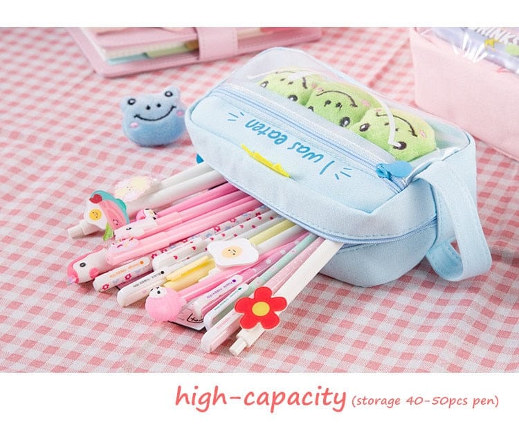 Kawaii Pet Charm Poms Pencil Case